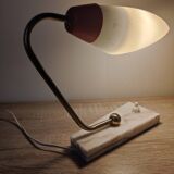 Lamp gooseneck tulip beveled glass brass vintage marble