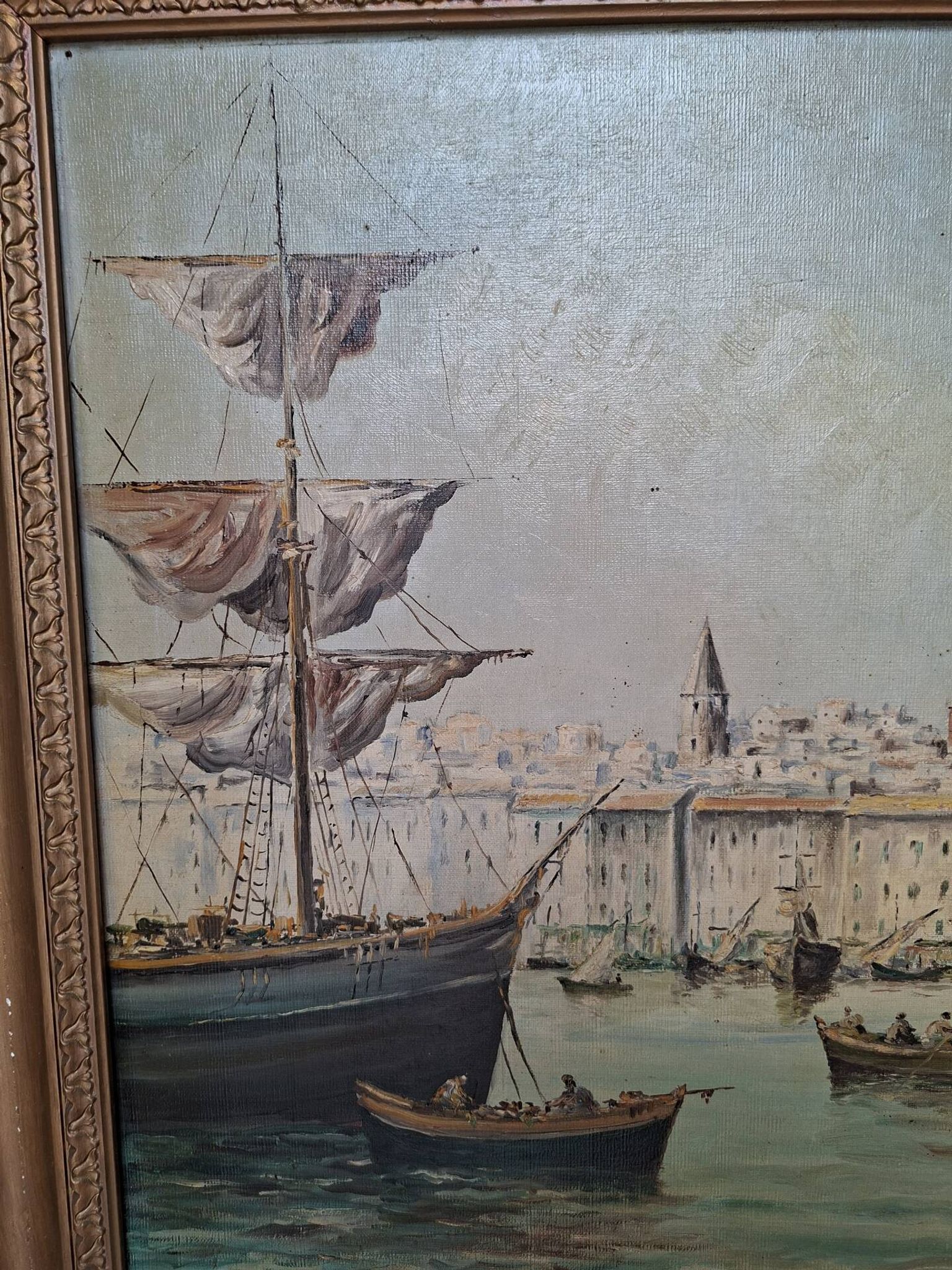 Peinture marine xixe sur toile signée J Alberti