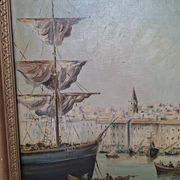 Peinture marine xixe sur toile signée J Alberti