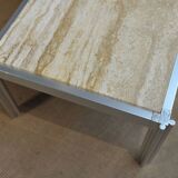Aluminum and marble coffee table from the 1970s