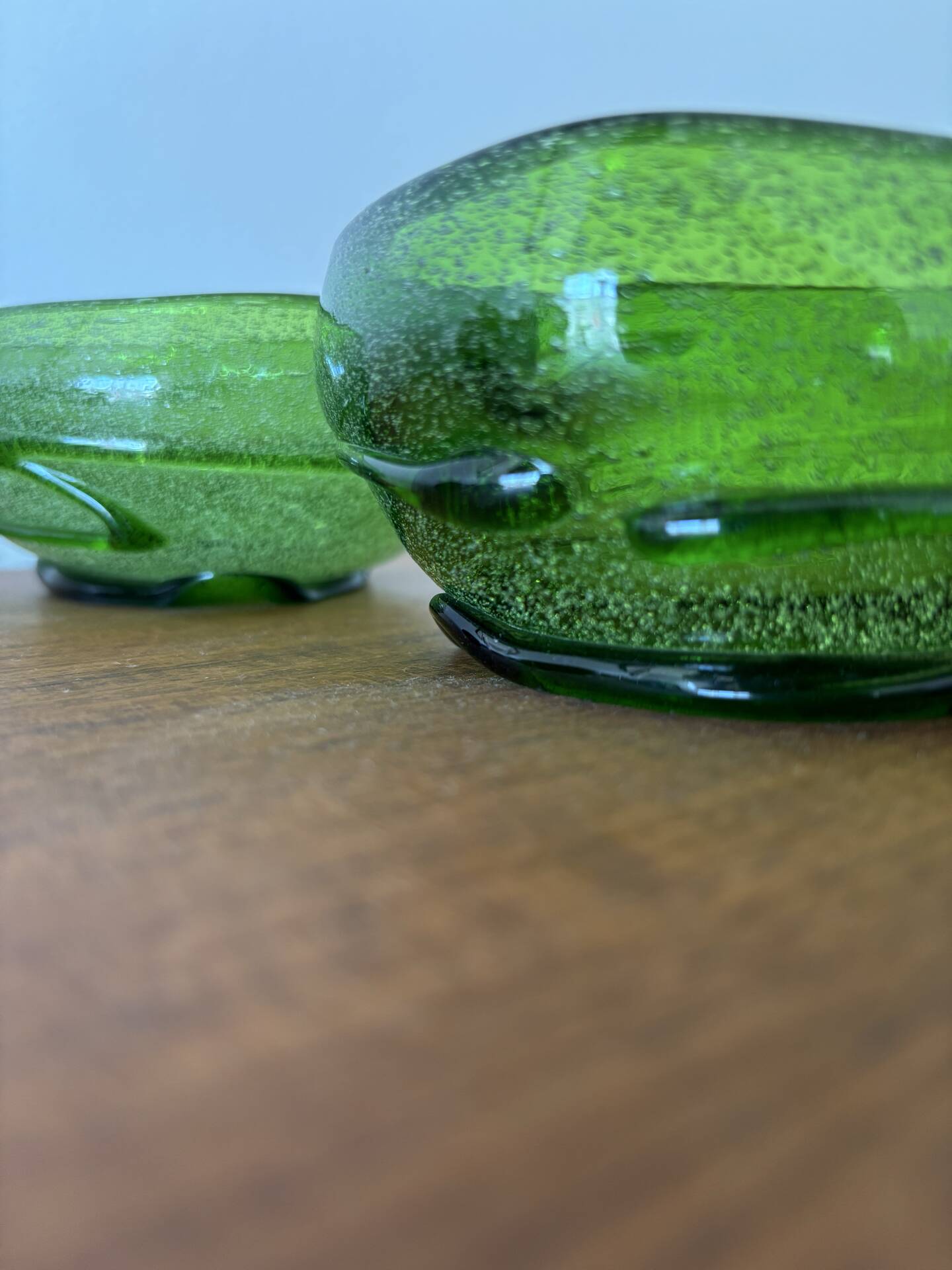 Lot de 2 coupelles en verre soufflé vert vintage Coupelles artisanales