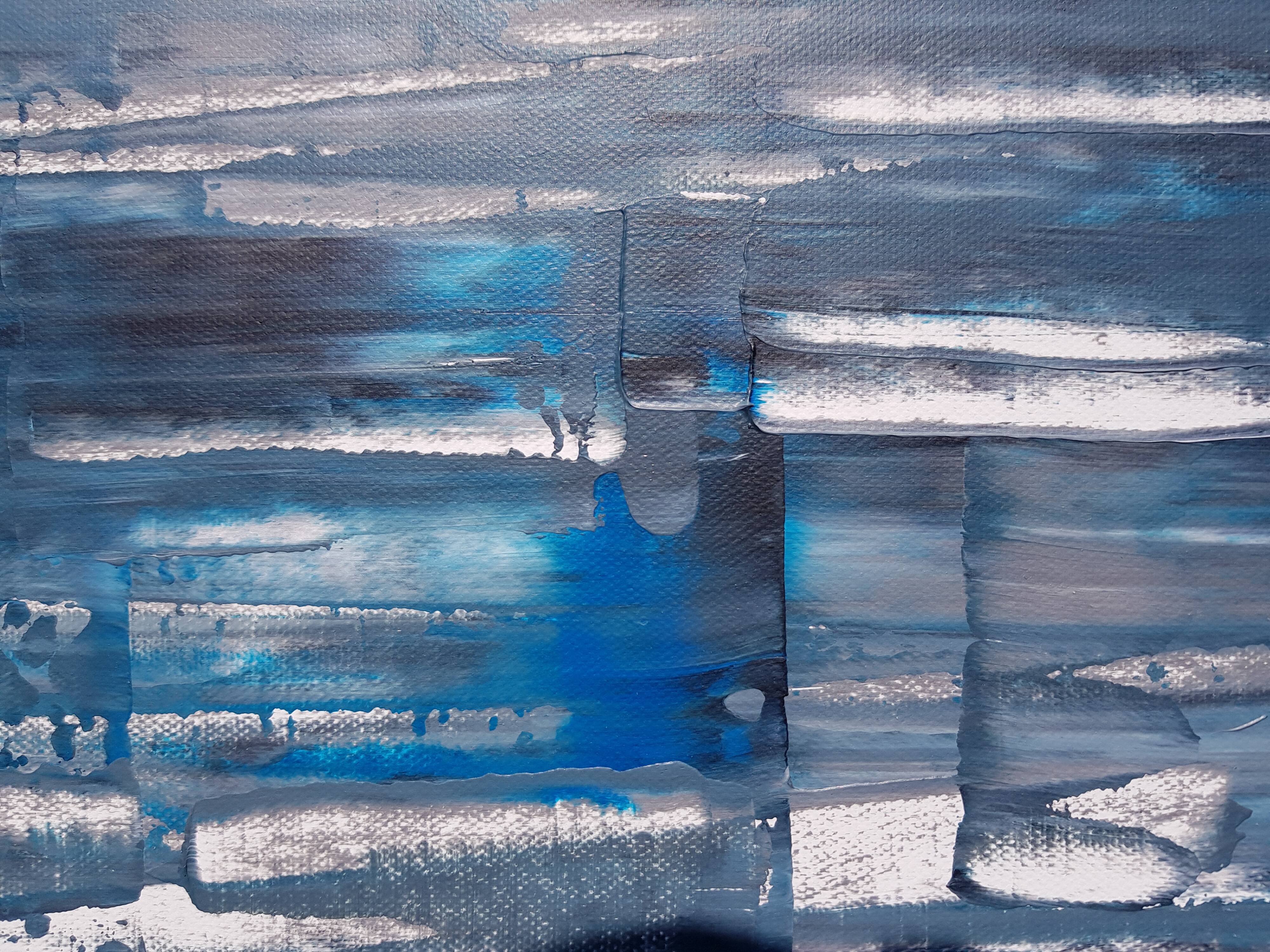 Tableau peinture abstraite "déluge" fait main