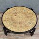 Roger Capron : grande table basse ronde en céramique et structure en bois