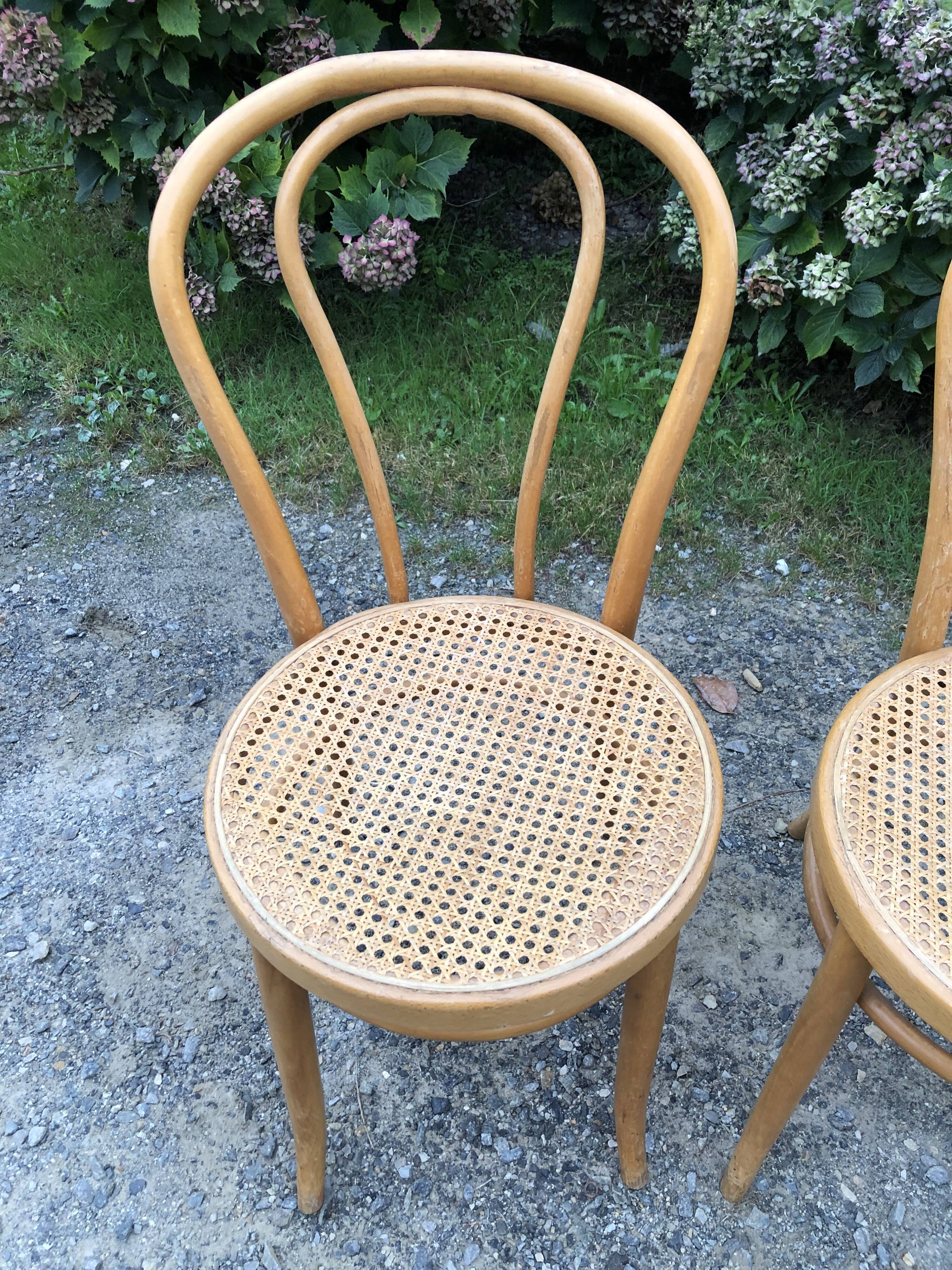 4 chaises bistrot vintage cannées