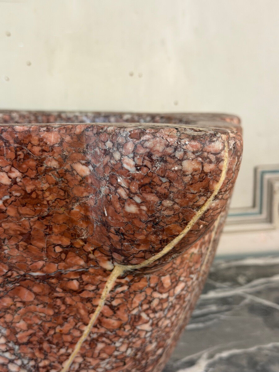 Large mortar in Phocaean pink marble, 19th century