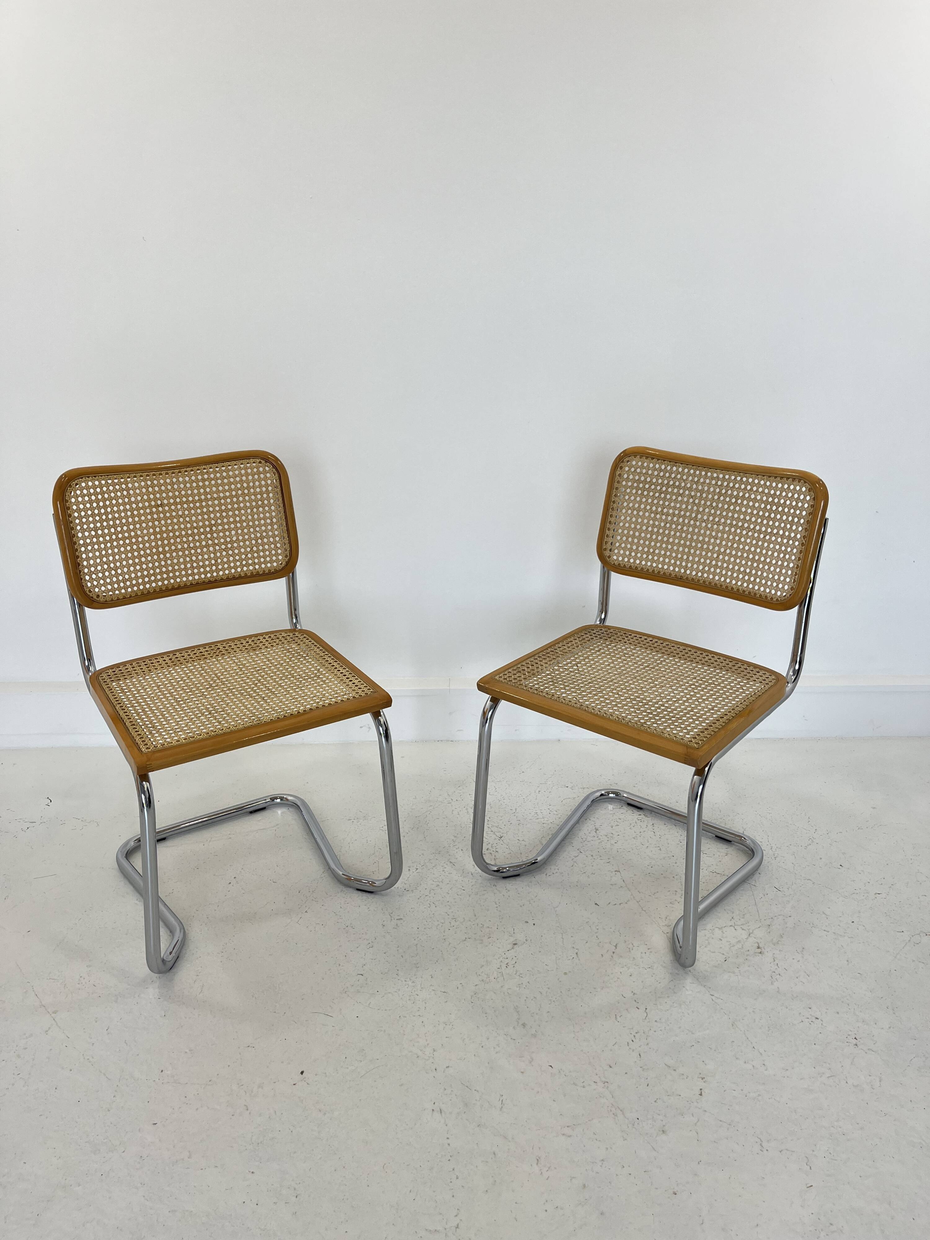 Pair chairs design Marcel Breuer, Italy, 1980