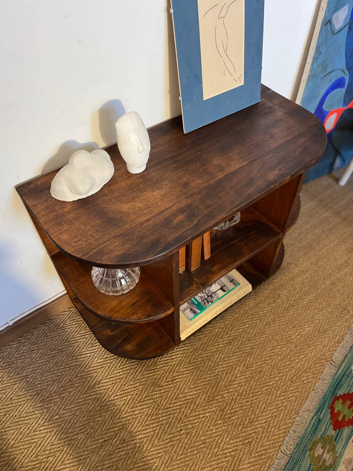TV cabinet in a row with art deco wooden shelf