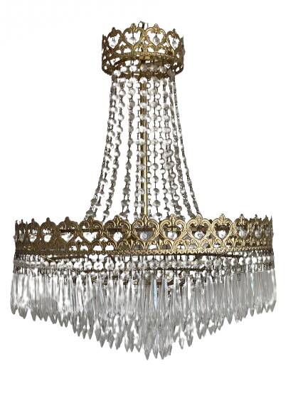 Antique brass hot air balloon chandelier with tassels