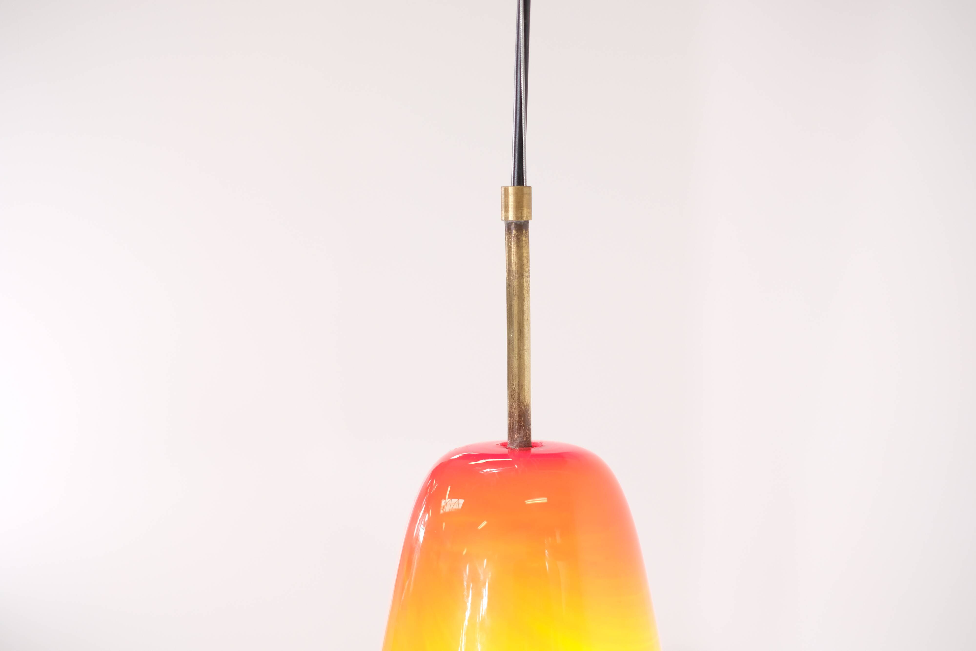 Italian lamp in red opaline - 1970s