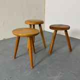 Mid-century French elm stools, 1950s, set of 3