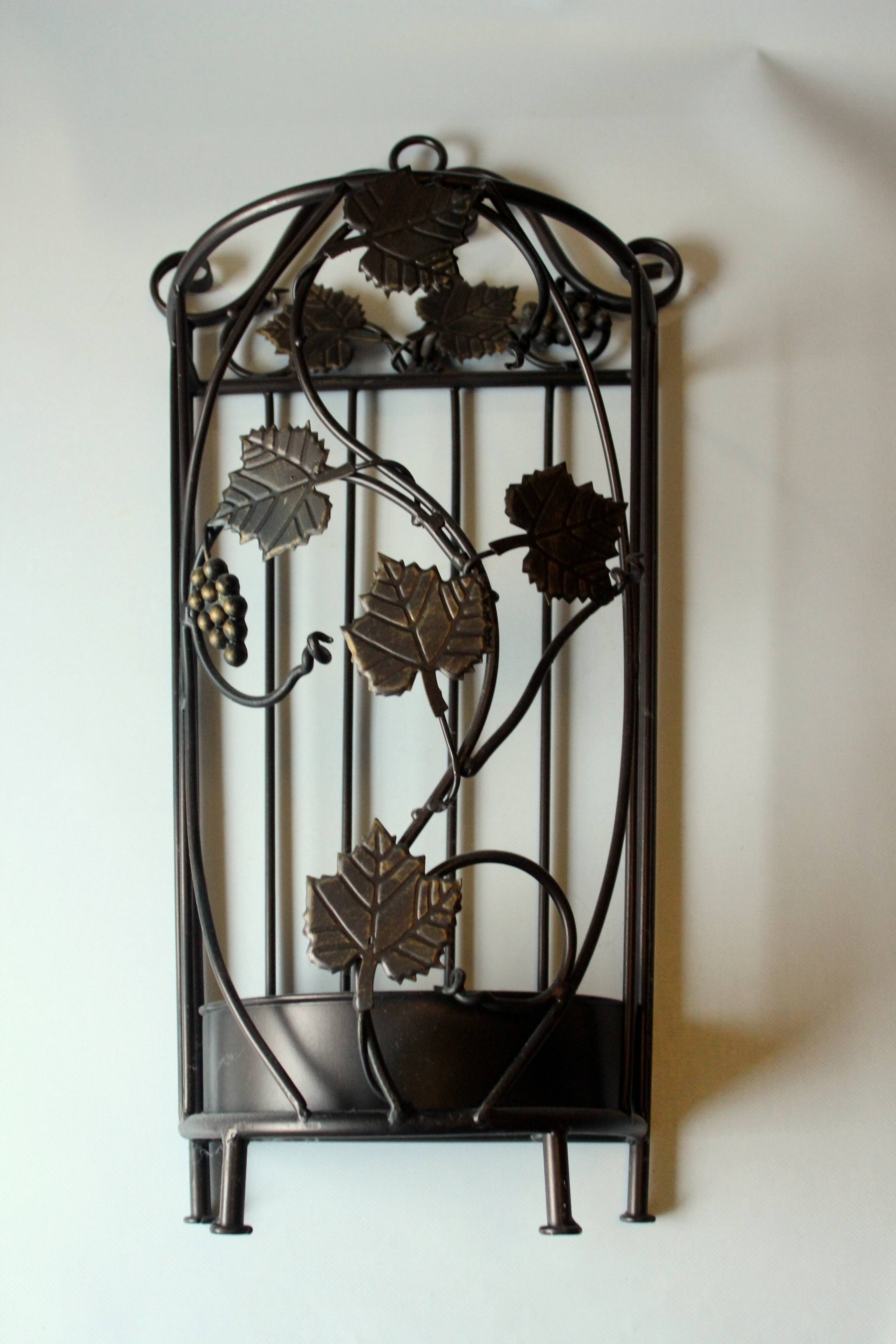Handmade metal umbrella stand, darkbrown, vintage