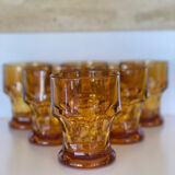 6 amber smoked glass orangeade glasses made in Italy