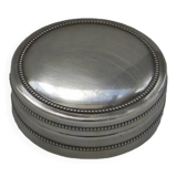 Small round silver metal box SNPA.