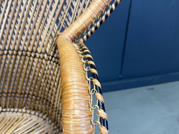 Fauteuil Emmanuelle en osier, années 1970