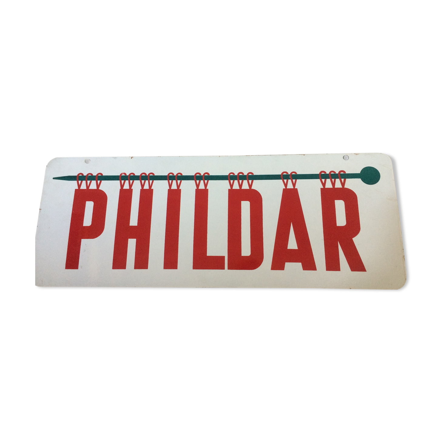 Phildard enamelled plaque White background red letters