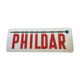 Phildard enamelled plaque White background red letters