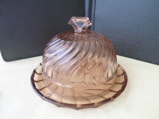 Cheese bell on its molded pressed glass tray