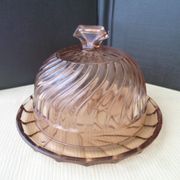 Cheese bell on its molded pressed glass tray