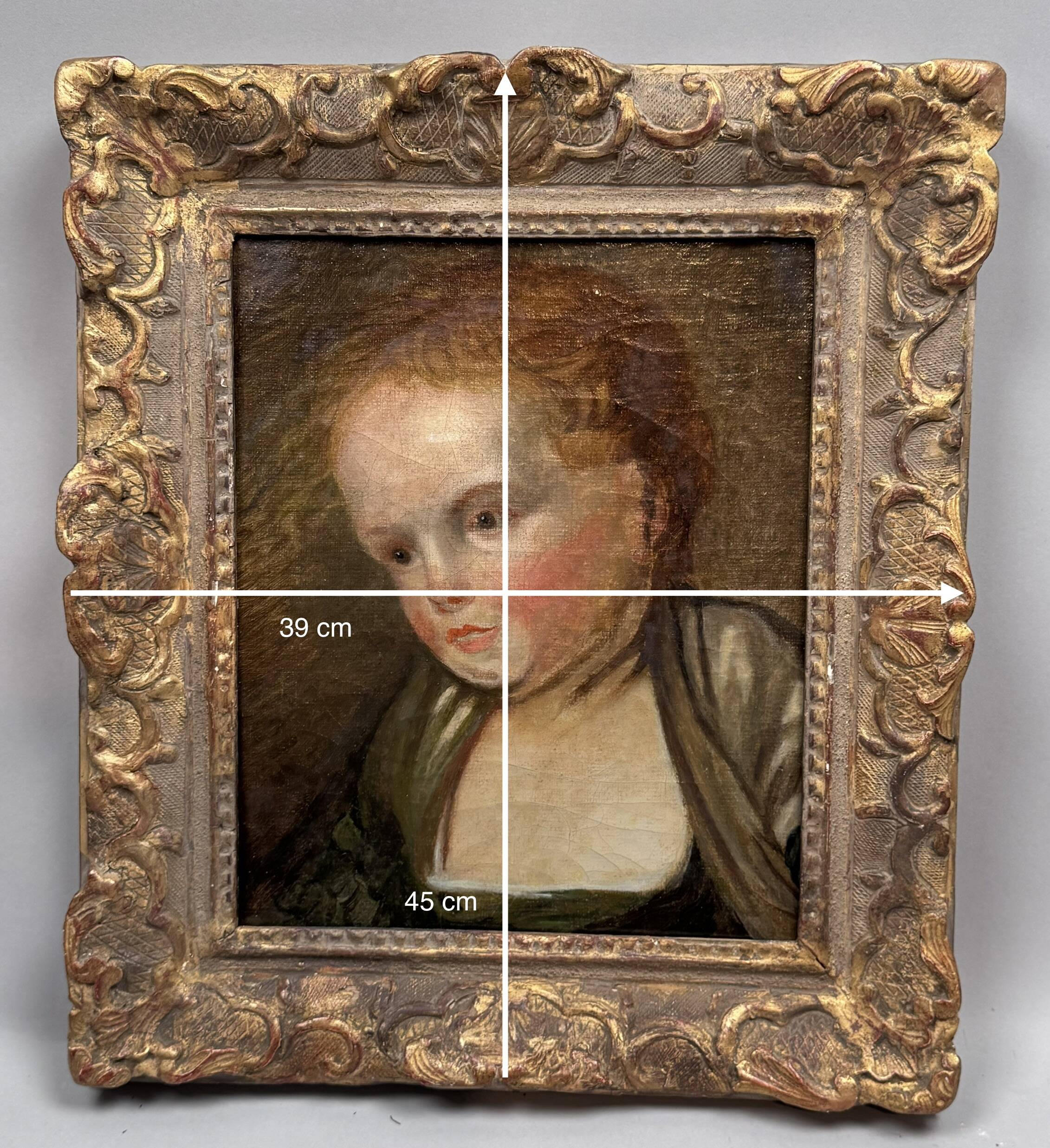Portrait of a young girl from the 18th century.