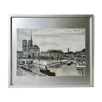 Painting prints the island of the city, Notre Dame, after Bernard Buffet