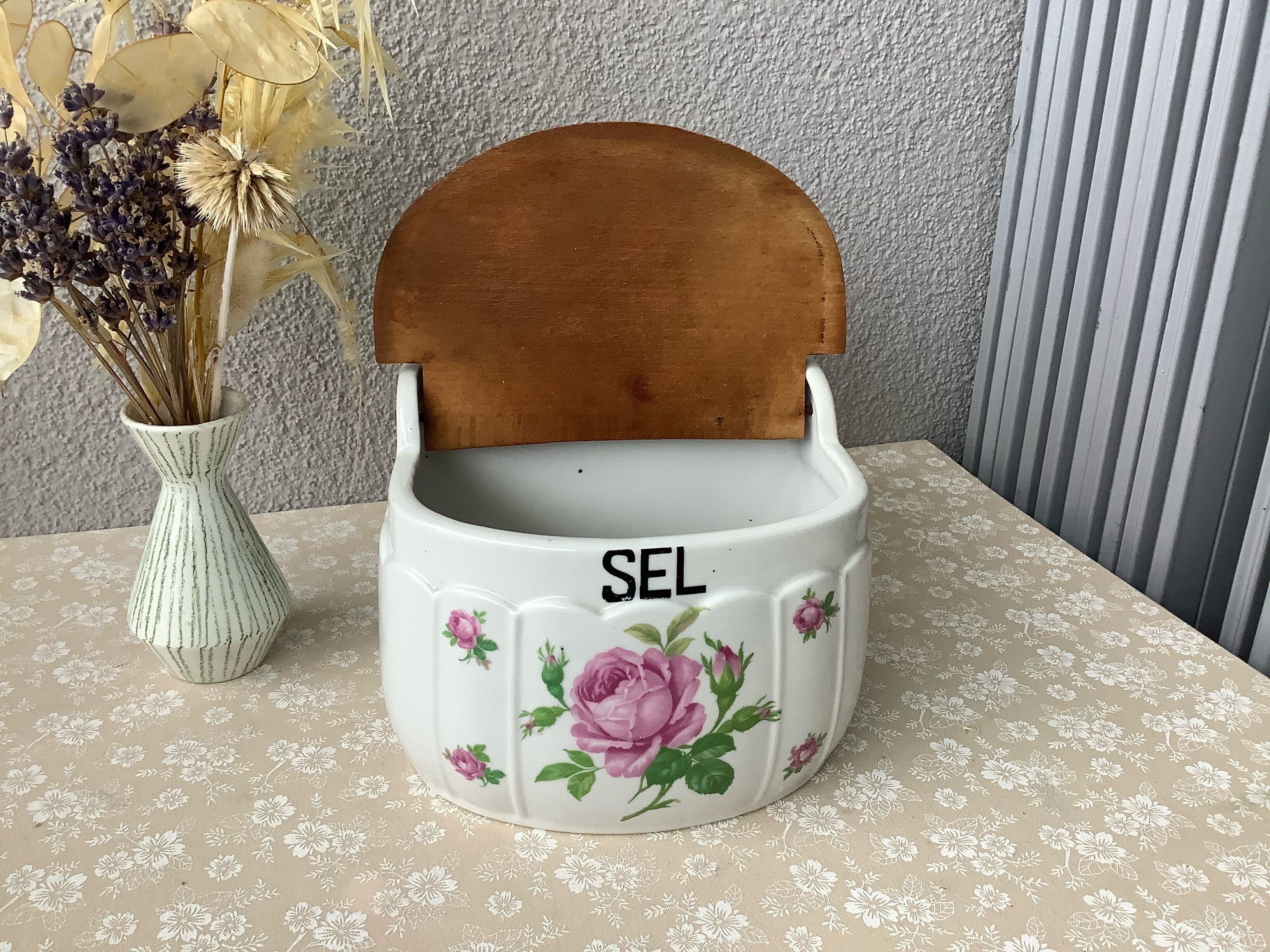 Vintage wall salt box