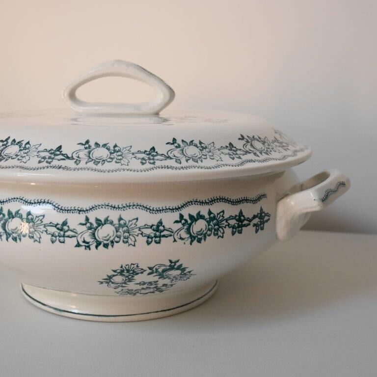 Soup bowl Saint Amand, green pattern - model 4025