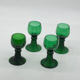 Ensemble de 4 verres Roemer / région Rhin, vert, ancien, vintage