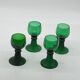 Set of 4 Roemer glasses / Rhine region, green, old, vintage