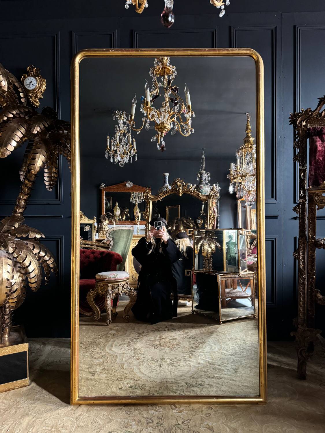 Miroir de cheminée d’époque louis philippe en bois doré (1m88x1m03) xixe