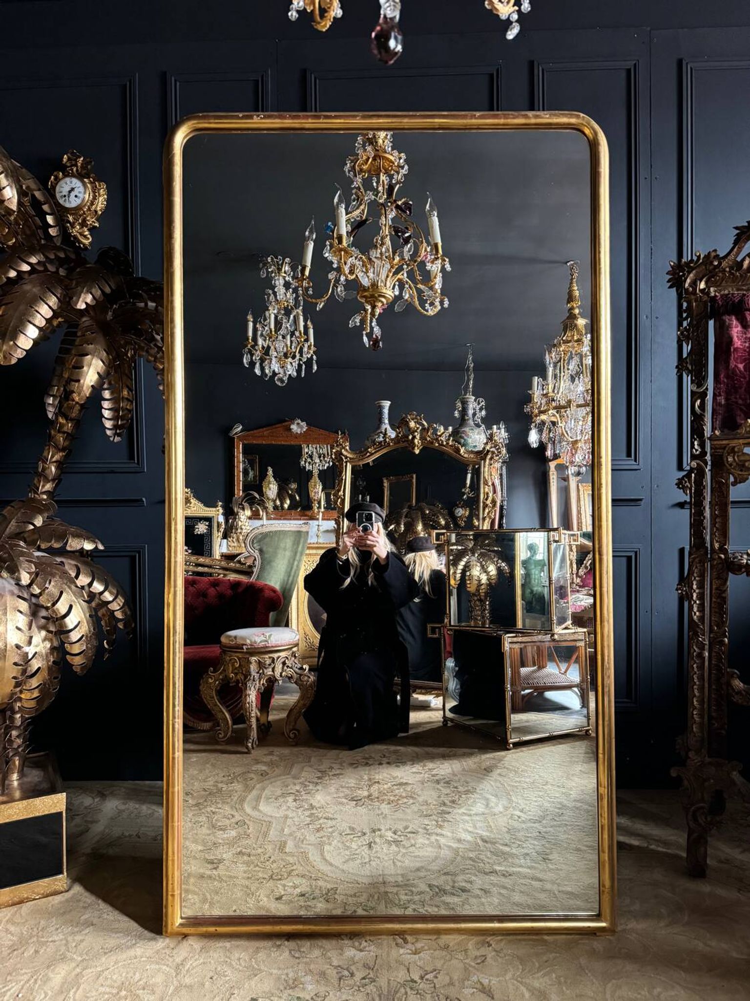 Louis philippe period fireplace mirror in golden wood (1m88x1m03) 19th century