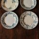 Set of 4 mismatched blue flat plates