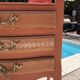 Pair of revamped bohemian / berber bedside tables with the heart "life is beautiful"