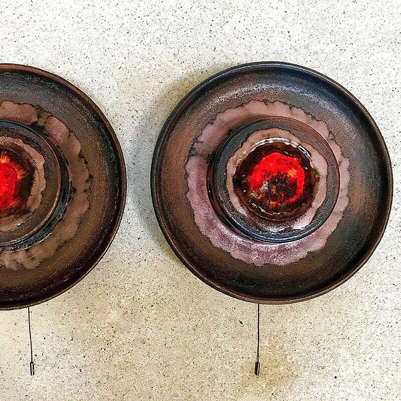 Modernist Scandinavian ceramic art wall lights or sconces, 1960s, set of 2