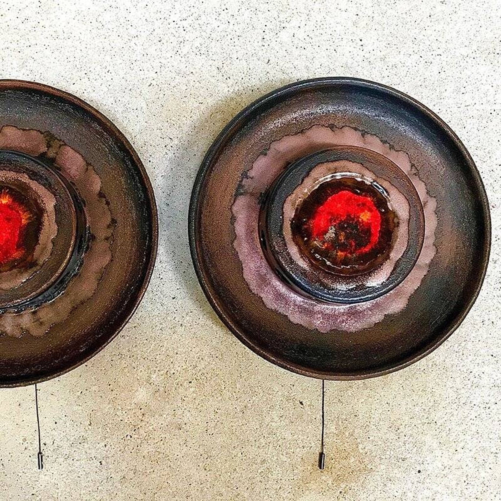 Modernist Scandinavian ceramic art wall lights or sconces, 1960s, set of 2