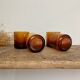 8 mismatched vintage amber glasses