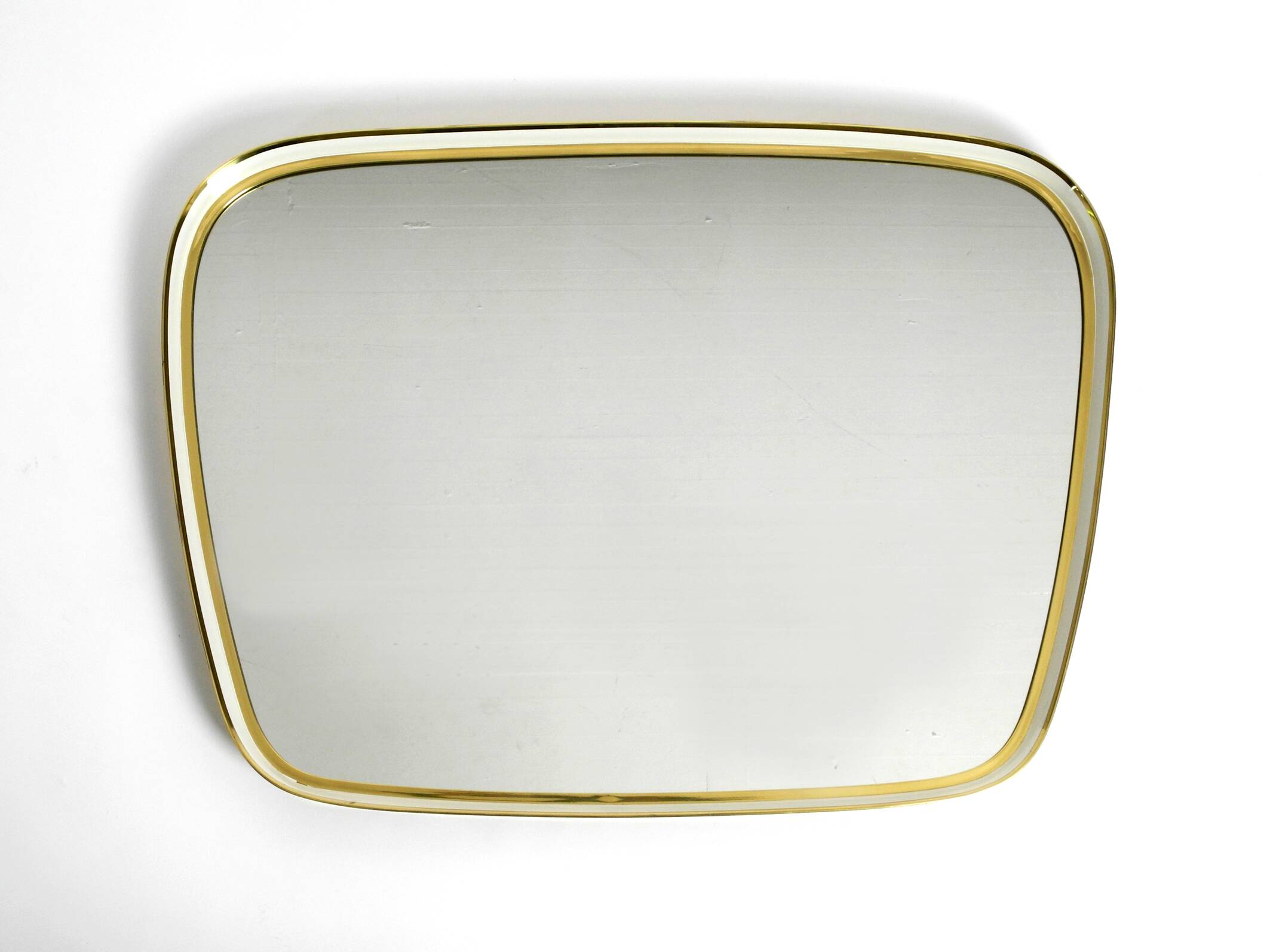 Huge Mid Century "Zier-Form" wall mirror with heavy brass frame with Label