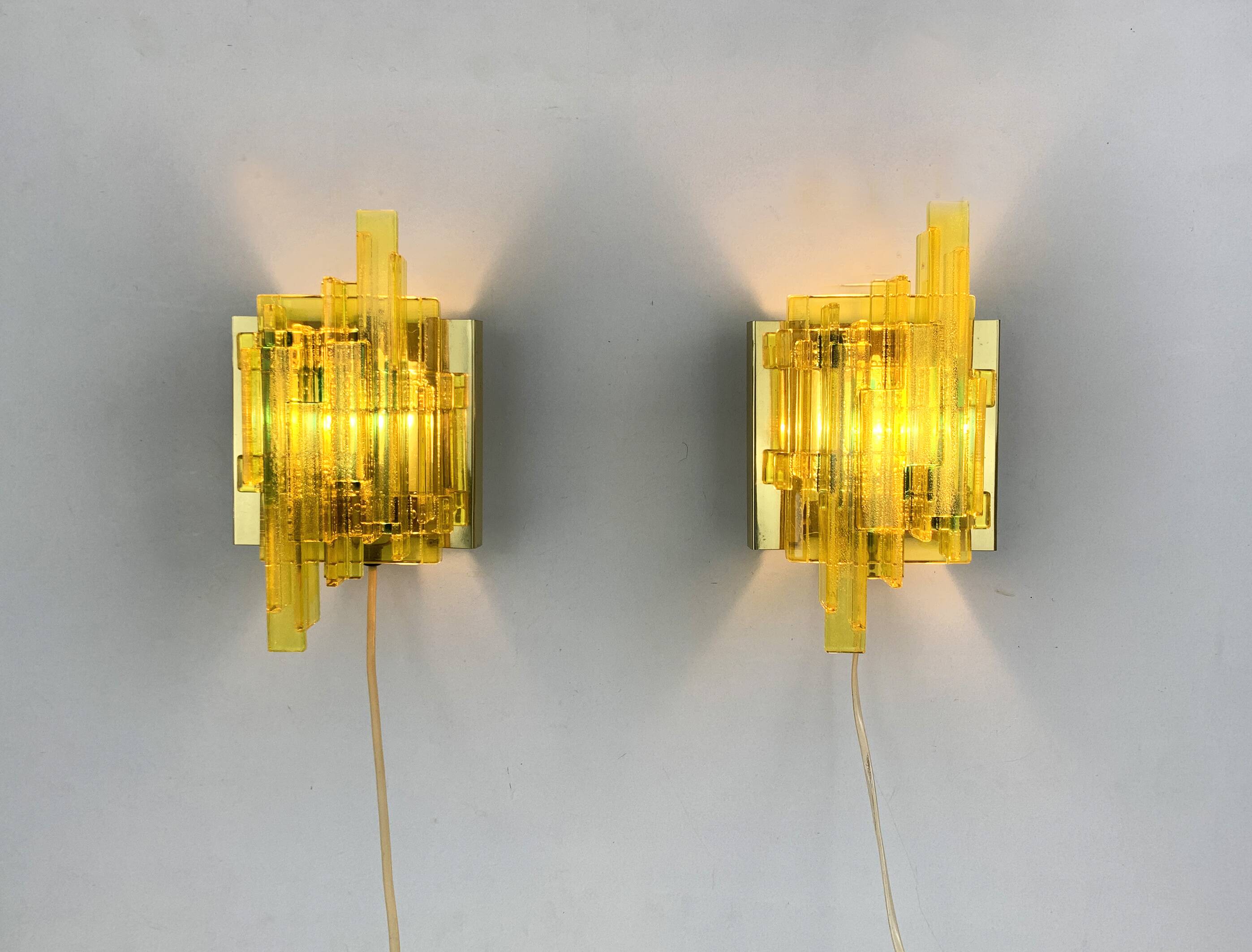 Pair of brutalist wall lights, Claus Bolby for Cebo Industri, Denmark, 1970.