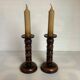 Pair of wooden candlesticks with artificial candles Artilux