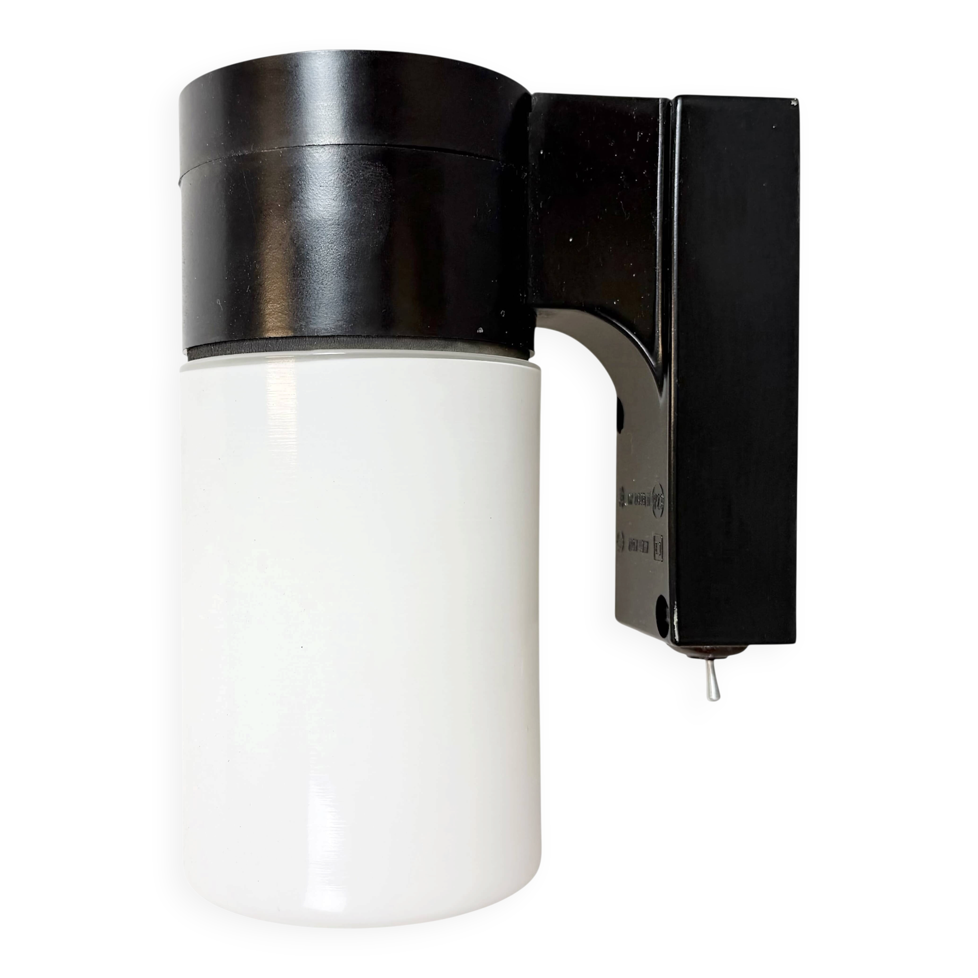 Industrial Brown Bakelite Wall Light with Milk Glass, 1960s
