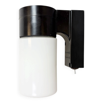Industrial Brown Bakelite Wall Light with Milk Glass, 1960s