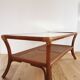 Table basse cannage vintage plateau verre
