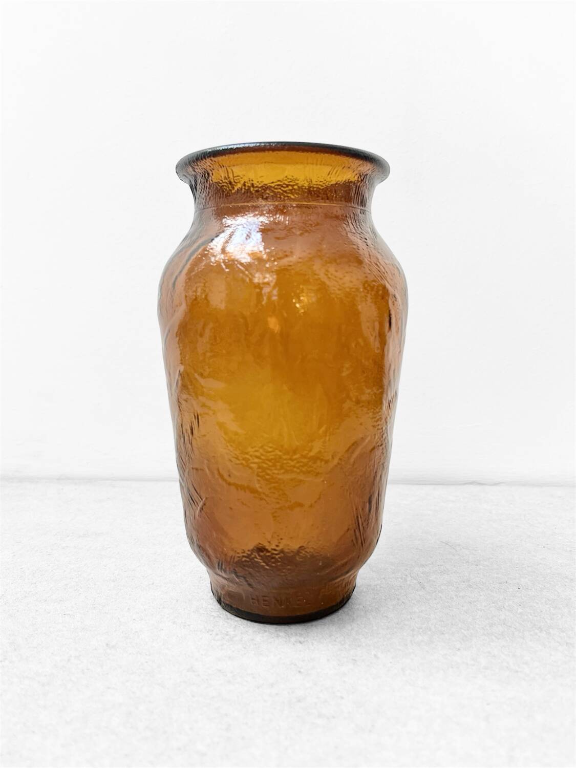 Vintage Henkel Amber Glass Vase – Germany, 1960s