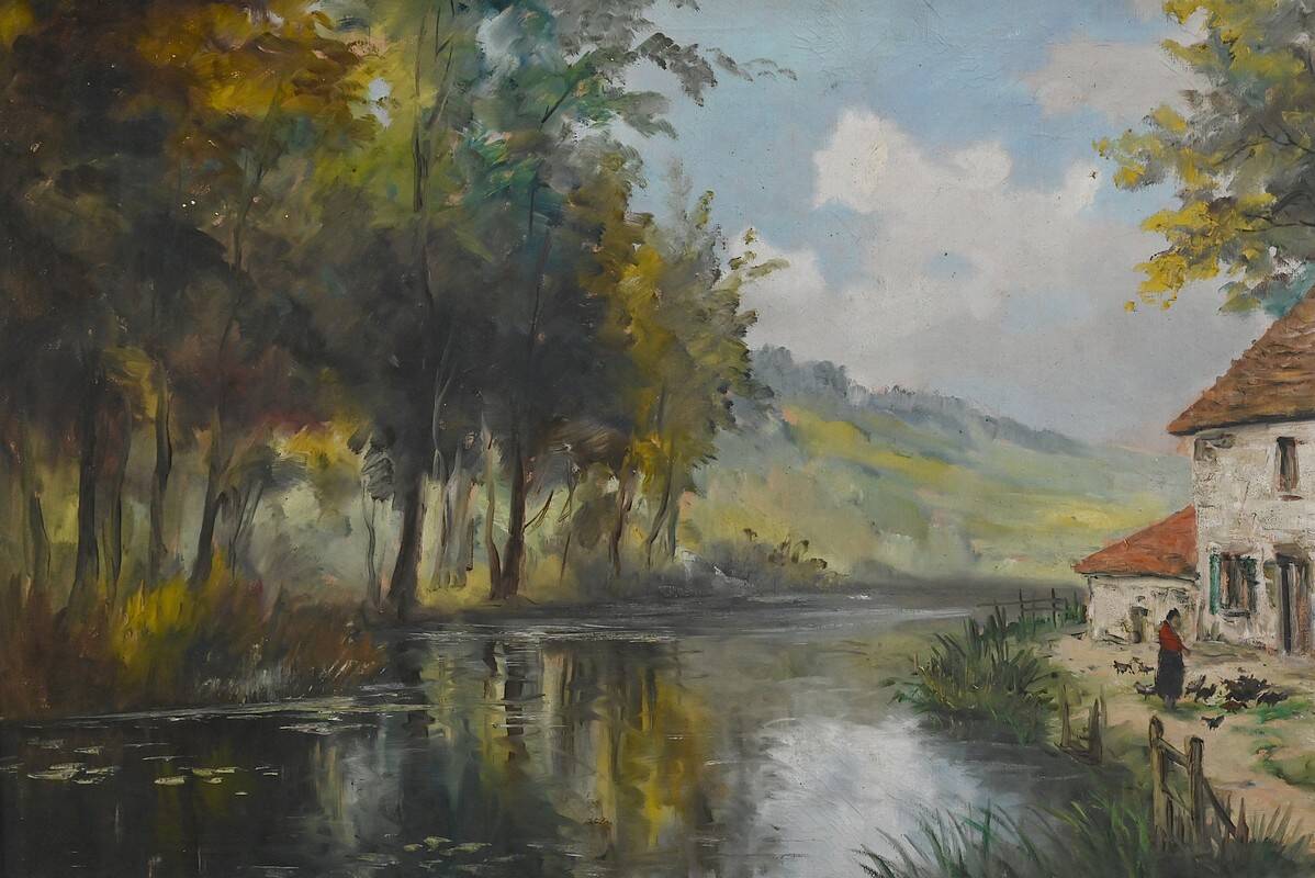 Large Painting “The Mill”, signed Reney – Part 1 of the 20th century