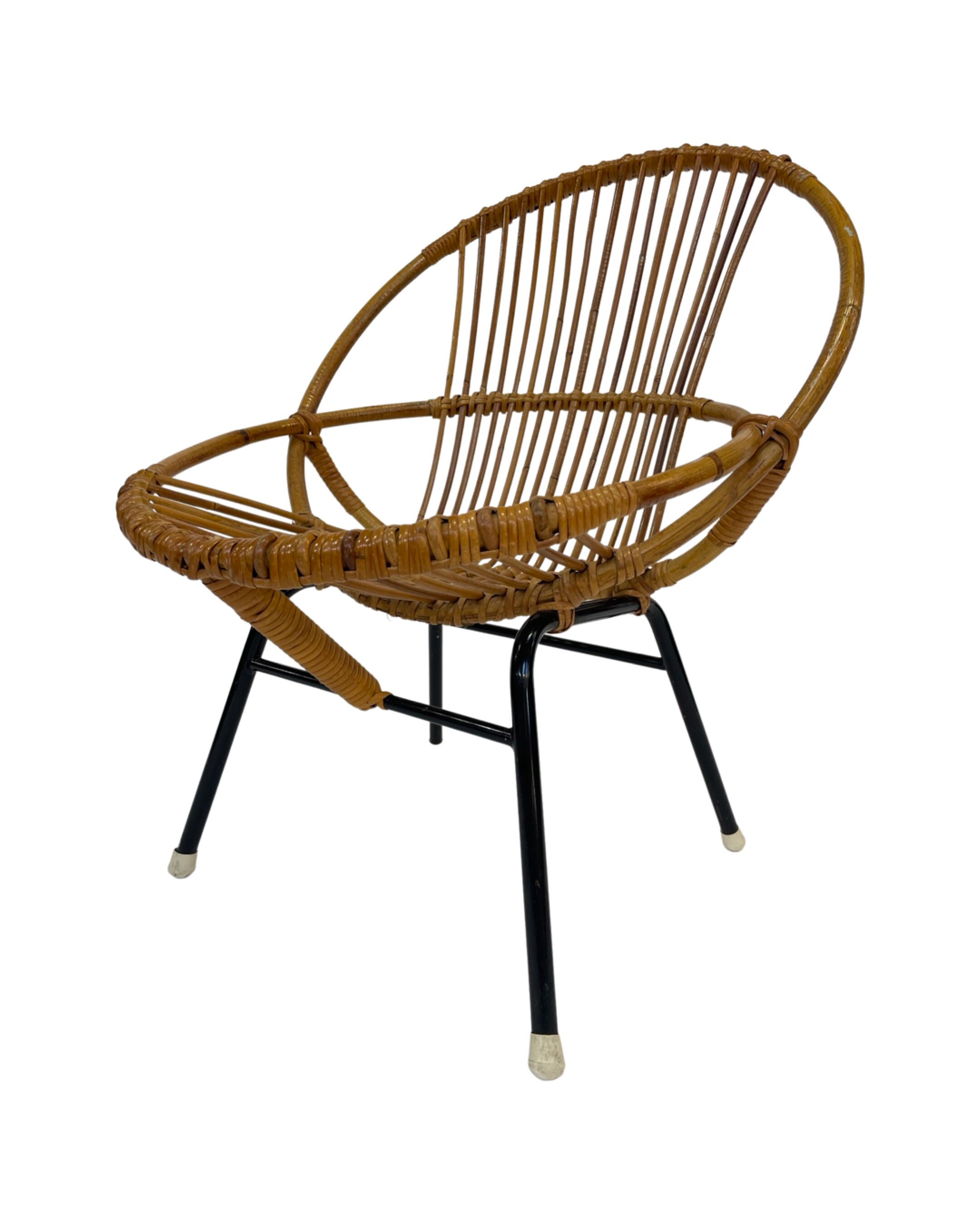 Vintage rattan chair by Dirk van Sliedregt Rohe Noordwolde 1960 in the Netherlands
