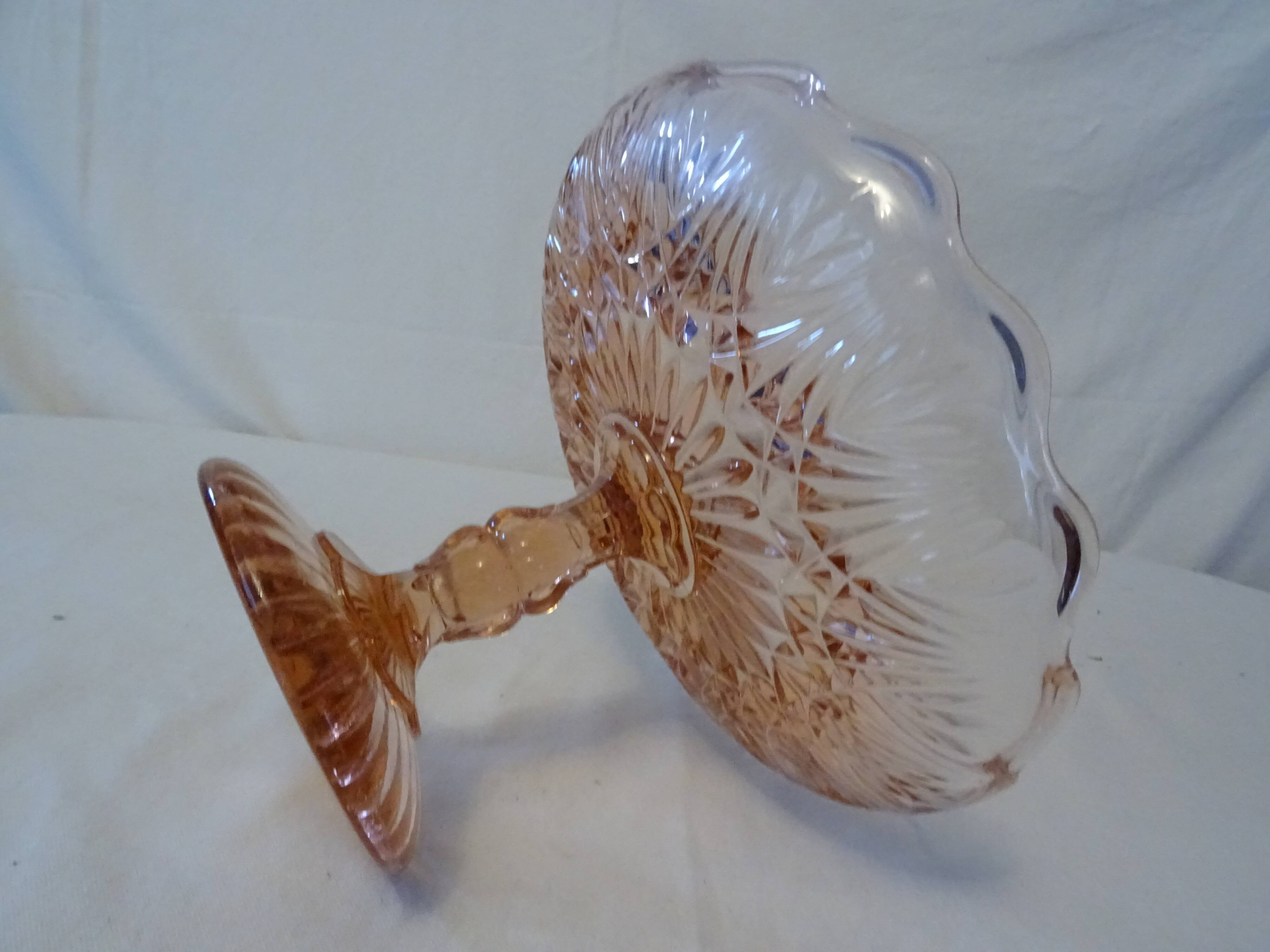 Compotier fruit cup molded glass rosaline art deco