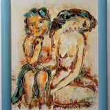 Tableau moderne "Les deux amies" signé C Waller Burnett
