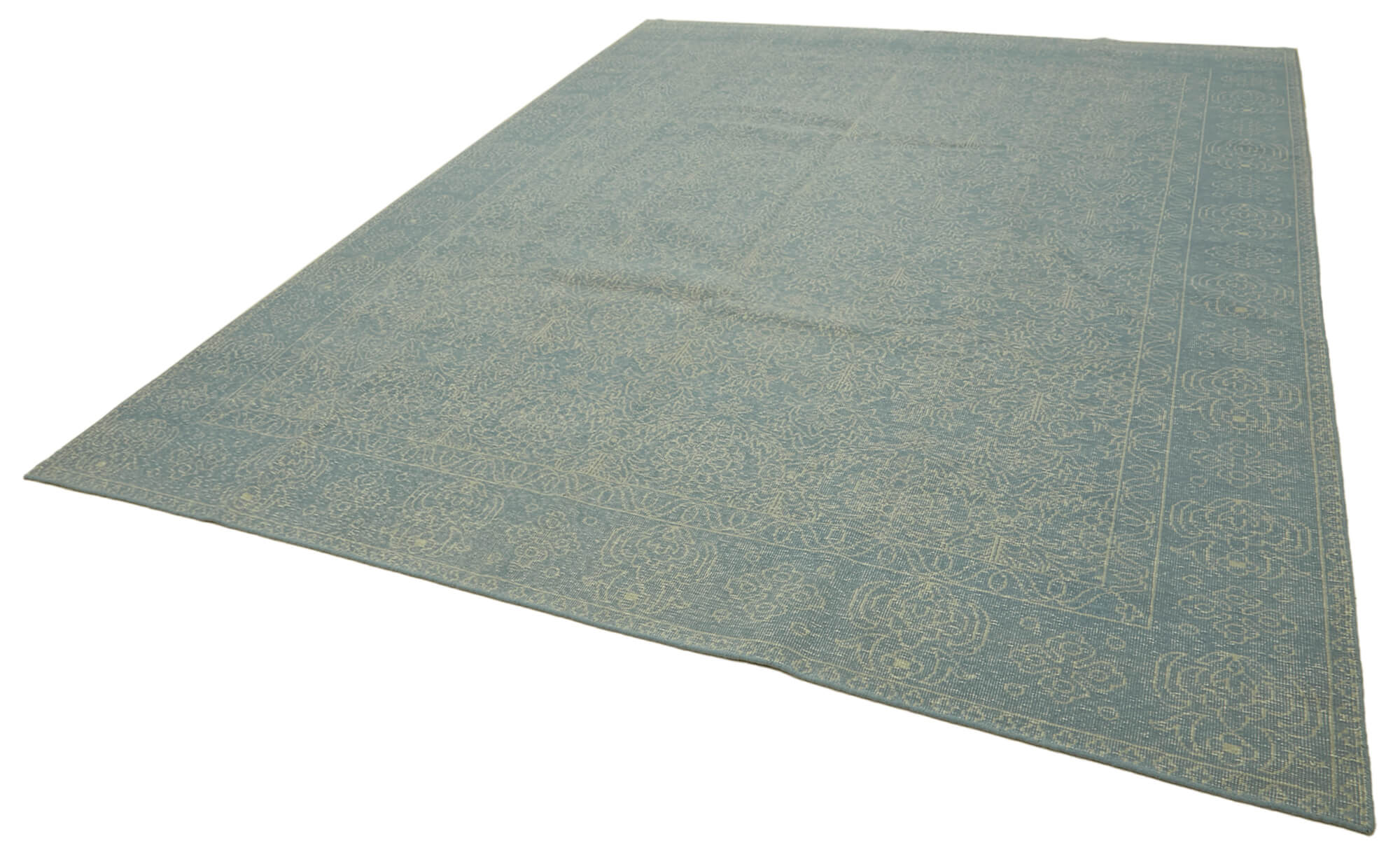 Hand-knotted persian antique 1970s 272 cm x 364 cm blue wool carpet