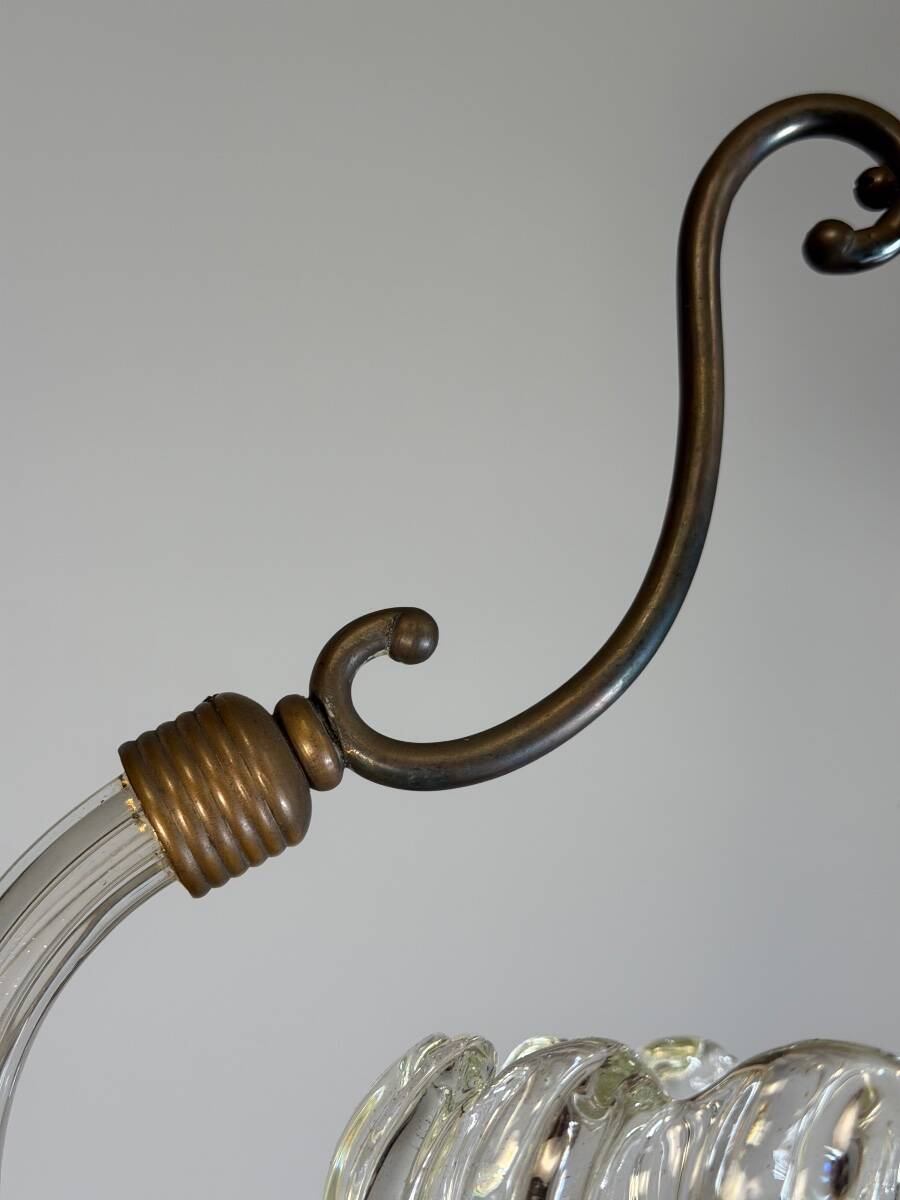 Lustre vénitien en verre de Murano et laiton, vers 1950