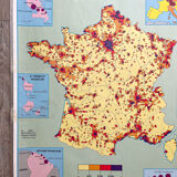 Vintage school map of France, mid-year 1984
