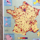 Vintage school map of France, mid-year 1984